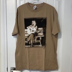 Tan Graphic Tee with Guitar Design